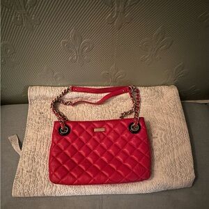 Georgina Gold Coast Maraschino Cherry Red Quilted Leather Shoulder Bag